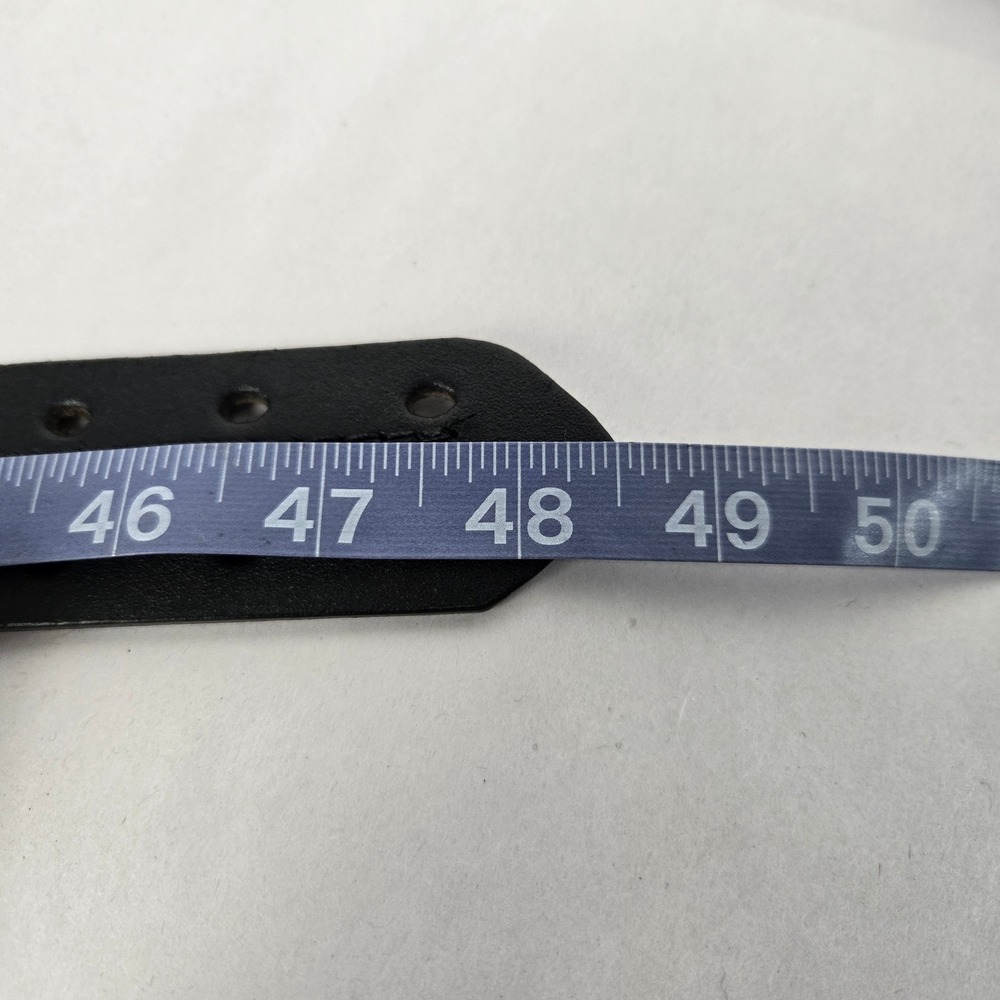 Black Genuine Leather Belt 48 Inch Double Prong Perforated Grunge Moto #1691 - Picture 6 of 6